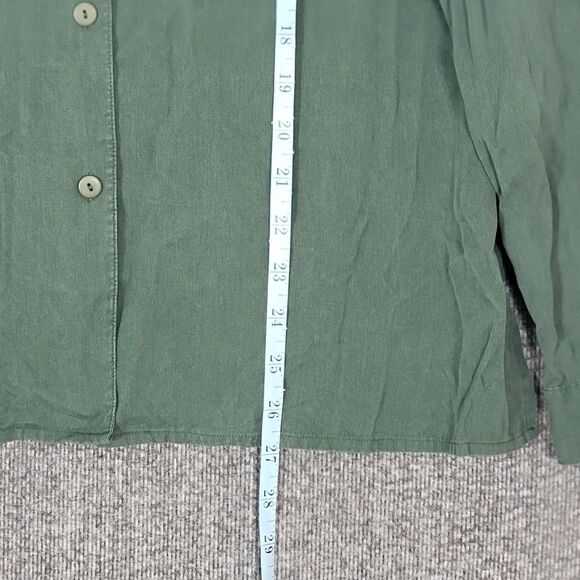 Vintage Anna and Frank Blouse Womens Large Green 100% Silk Long Sleeve Shirt - Picture 4 of 11